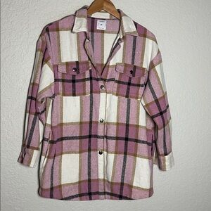 Yllw the Label Plaid Flannel Shacket Snap Front Shirt Western Flap Pockets